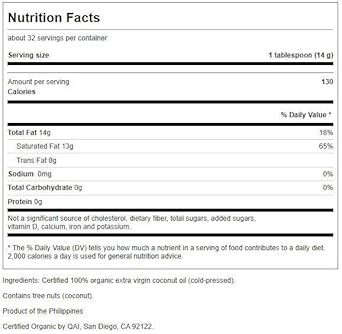Swanson Organic Certified 100% Organic Extra Virgin Coconut Oil 16 Ounce (1 Lb) (454 G) Solid Oil
