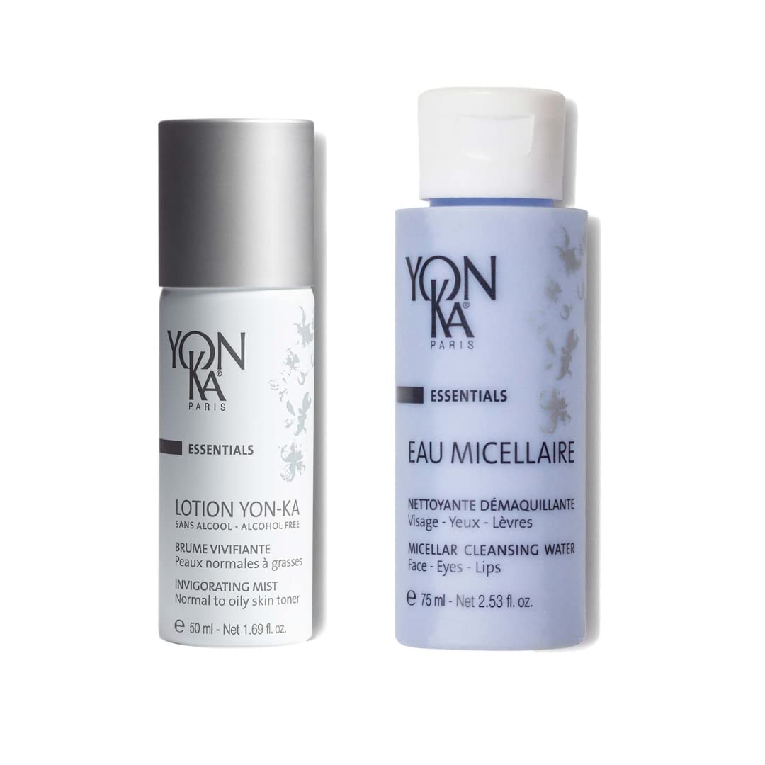Yon-Ka Lotion Png Travel Size Toner & Cleansing Micellular Water Set, Gentle Face Makeup Remover And Wash With Rose And Chamomile To Hydrate, Toner For Normal And Oily Skin