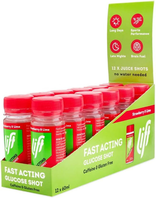 Lift Fast-Acting Glucose Energy Juice Shots, Tropical, 12 Pack Of 60 Ml Bottles