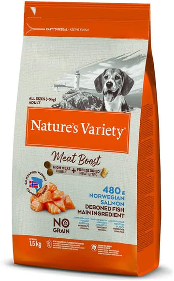 Nature's Variety Meat Boost Complete Dry Food Norwegian Salmon for Adult Dogs - 1.5 Kg?NVRBAS