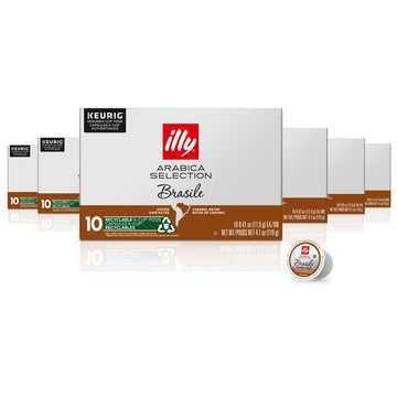 Illy Coffee K Cups - Coffee Pods For Keurig Coffee Maker – Brasile Bold Roast – Notes Of Caramel – Intense & Full-Flavored Flavor Pods Of Coffee - No Preservatives – 10 Count, 6 Pack