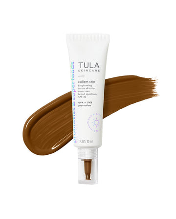 Tula Skin Care Radiant Skin Brightening Serum Skin Tint Spf-Facial Sunscreen Provides Broad Spectrum Spf 30 Protection, Tinted, Serum-Light Formula Brightens And Evens Skin-Shade 25, 1.0 Fl Oz