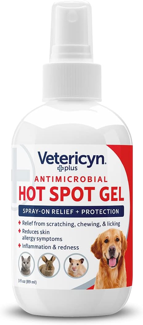 Vetericyn Plus Dog Hot Spot Gel | Spray-On Hot Spot Care for Dogs, Relieves Dog Itchy Skin and Allergy Symptoms, Helps with Skin Inflammation and Redness, Safe for All Animals. 3 ounces : Pet Supplies