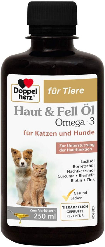 Doppelherz Skin And Fur Oil For Cats And Dogs - To Support Skin Function In Dermatosis And Excessive Hair Loss - 250 Ml