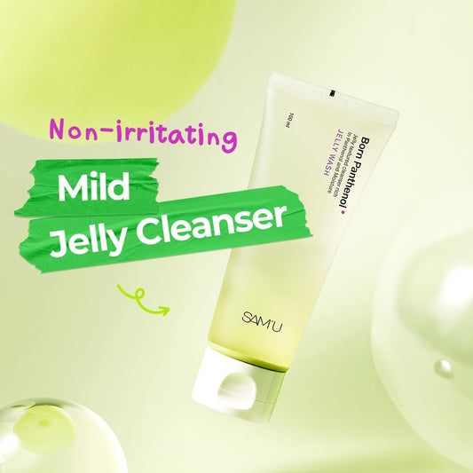 Sam'U Born Panthenol Jelly Wash, Korean Face Cleanser, Low Ph Hydrating Gentle Bubble Cleanser, Korean Skin Care For All Skin Types (100Ml/3.38 Oz)