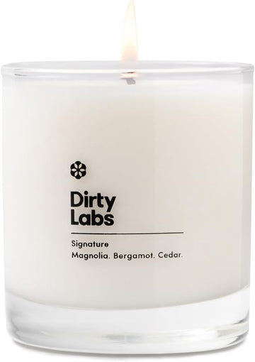 Dirty Labs | Signature Scent | Eco-Friendly Soy Wax Candle | Magnolia. Bergamot. Cedar. | Luxe Home Candle | Vegan, Non-Toxic, Made In Usa