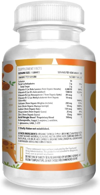 Actif Height Boost Mega Support for Height Growth with 10+ Factors, Height Supplement for Kids and Teens, 60 Gummies, Strawberry Flavor, Get Tall Fast Formula : Health & Household