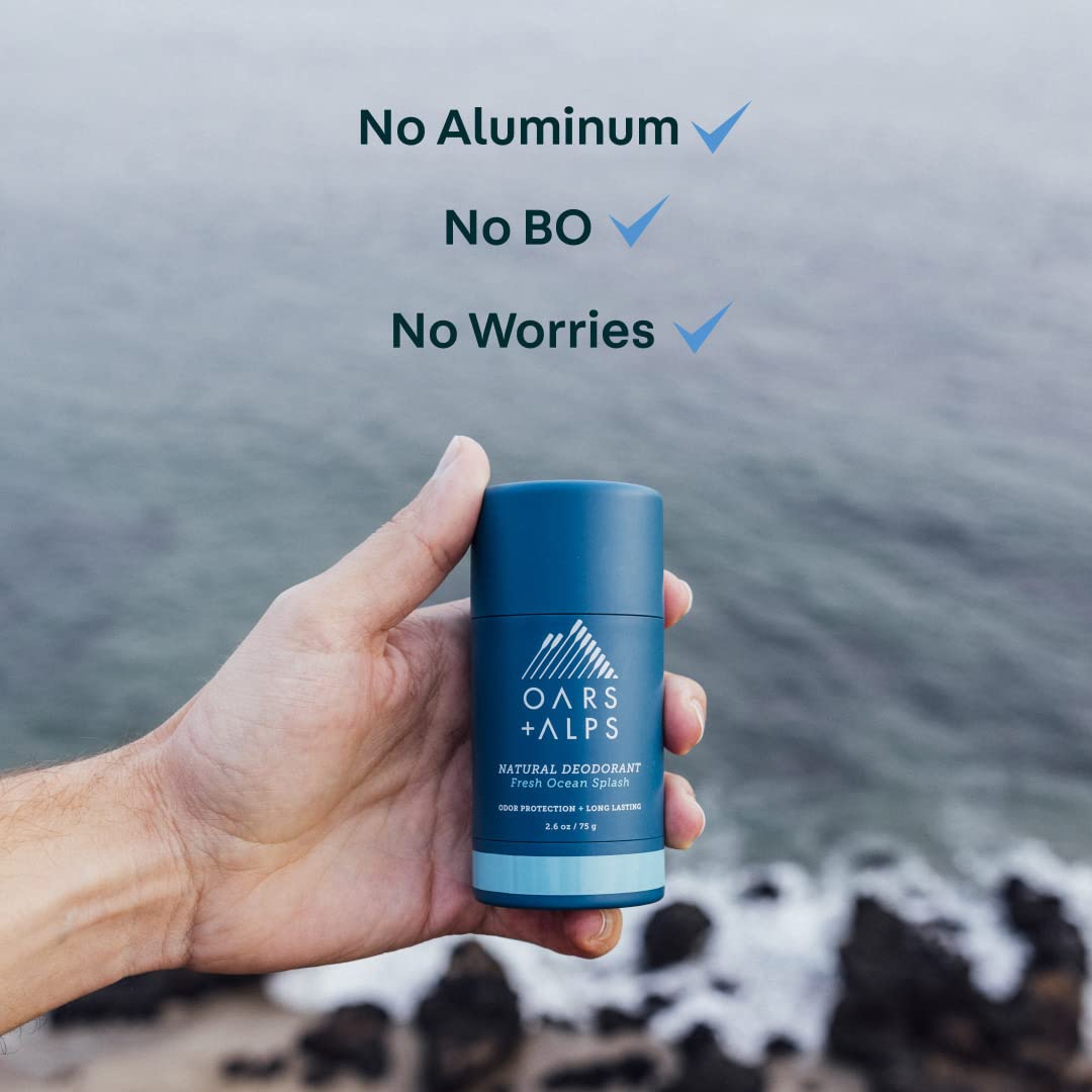 Oars + Alps Aluminum Free Deodorant for Men and Women, Dermatologist Tested and Made with Clean Ingredients, Travel Size, Fresh Ocean Splash, 1 Pack, 2.6 Oz : Beauty & Personal Care