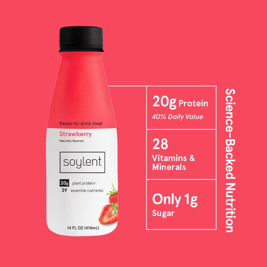 Soylent Cafe Mocha (12 Pack) And Soylent Strawberry (12 Pack) Meal Replacement Shake Bundle