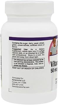 BariatricPal Vitamin D-3 50mcg (2,000 IU) - Easy Swallow Vegetarian Softgels (250 Count) : Health & Household