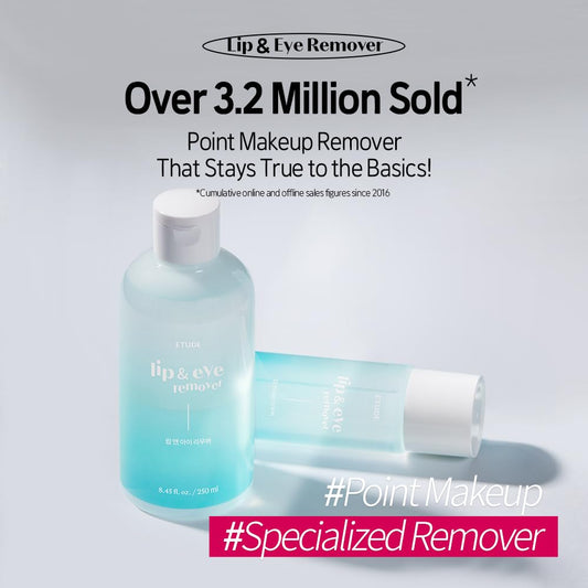 Etude Lip&Eye Remover 8.45 Fl.Oz (250Ml) 21Ad | Water And Oil Formula For Deep Cleansing | Lip And Eye Makeup Remover For All Types | Gentle Face Cleanser For Sensitive Skin | Korean Skin Care