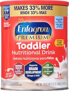 Enfagrow Premium Toddler Nutritional Drink, Natural Milk Flavor, Omega-3 Dha For Brain Support, Prebiotics & Vitamins For Immune Health, Non-Gmo, Powder Can, 32 Oz (Pack Of 4)