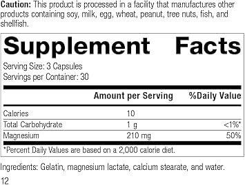 Standard Process Magnesium Lactate - Magnesium Lactate Supplement For Cell Energy, Muscle & Bone Support - Heart & Nervous System Support - Bioavailable & Absorbable Form Of Magnesium - 90 Capsules