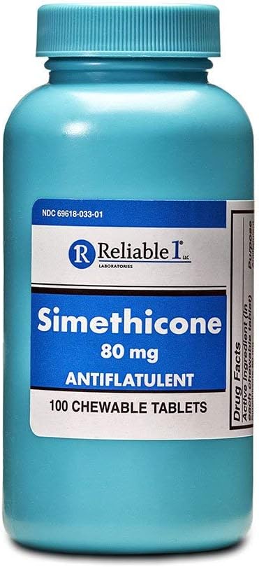 Reliable 1 Simethicone 80mg Anti-Gas 100 Peppermint Tablets (1 Bottle) : Health & Household