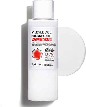 Aplb Salicylic Acid Bha Arbutin Facial Toner | Salicylic Arbut Cen™ 13.5% 5.41 Fl.Oz/Korean Skincare, Acne & Pore Care, Replenishing Moisture, Revitalize For Gentle And Improve Skin Texture