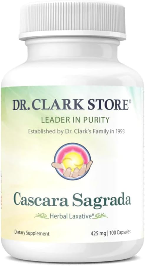 Dr. Clark Cascara Sagrada Herbal Laxative, 425Mg, 100 Gelatin Capsules
