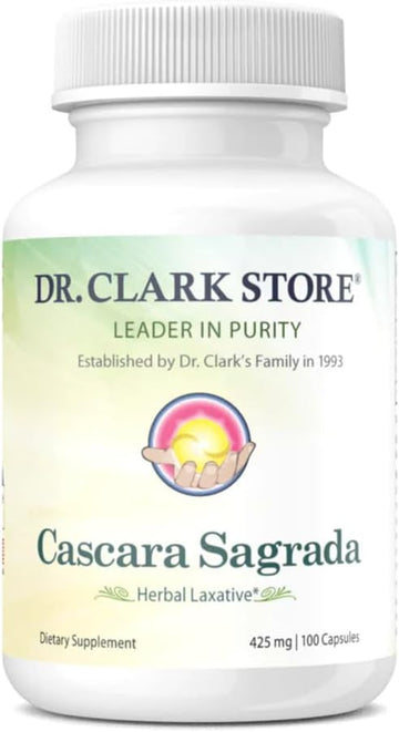 Dr. Clark Cascara Sagrada Herbal Laxative, 425Mg, 100 Gelatin Capsules