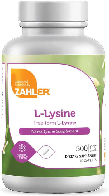 Zahler L-Lysine 500Mg, Freeform L-Lysine Supplement, Kosher 60 Capsules