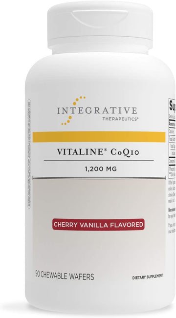 Integrative Therapeutics Vitaline Coq10 1,200 Mg - Supports Brain And Heart Health - Dairy Free - Vegan - Cherry Vanilla Flavored - 90 Chewable Wafers