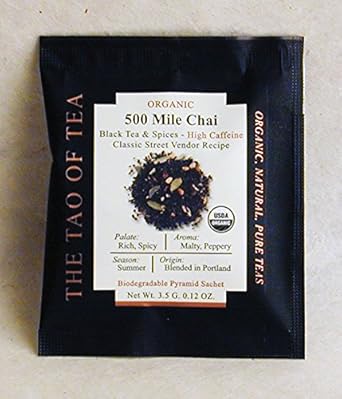 The Tao Of Tea 500 Mile Chai Box Pyramid Sachets, 1.85 Ounce