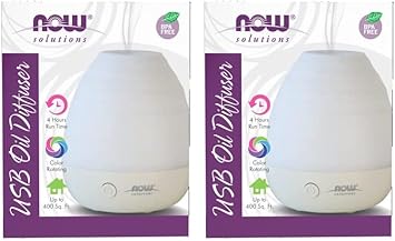 Now Essential Oils, Ultrasonic Usb Aromatherapy Oil Diffuser, Extremely Quiet, Heat Free, And Easy To Clean, Color Changing Led Diffuser (Pack Of 2)