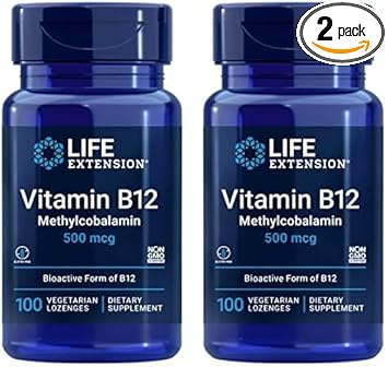 Life Extension Vitamin B12 Methylcobalamin 500Mcg - Vitamin B12 Supplement For General Energy And Brain Health - Sugar Free Vegetarian Lozenges Dissolve In Your Mouth - Once Daily - 100 Count