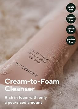 Aromatica Reviving Rose Infusion Cream Cleanser 5.11Oz /145G Double Cleanser, Hydrating Foaming Cleanser For Dry Skin With Damask Rose Water And Rose Oil | Vegan, Cruelty Free : Beauty & Personal Care