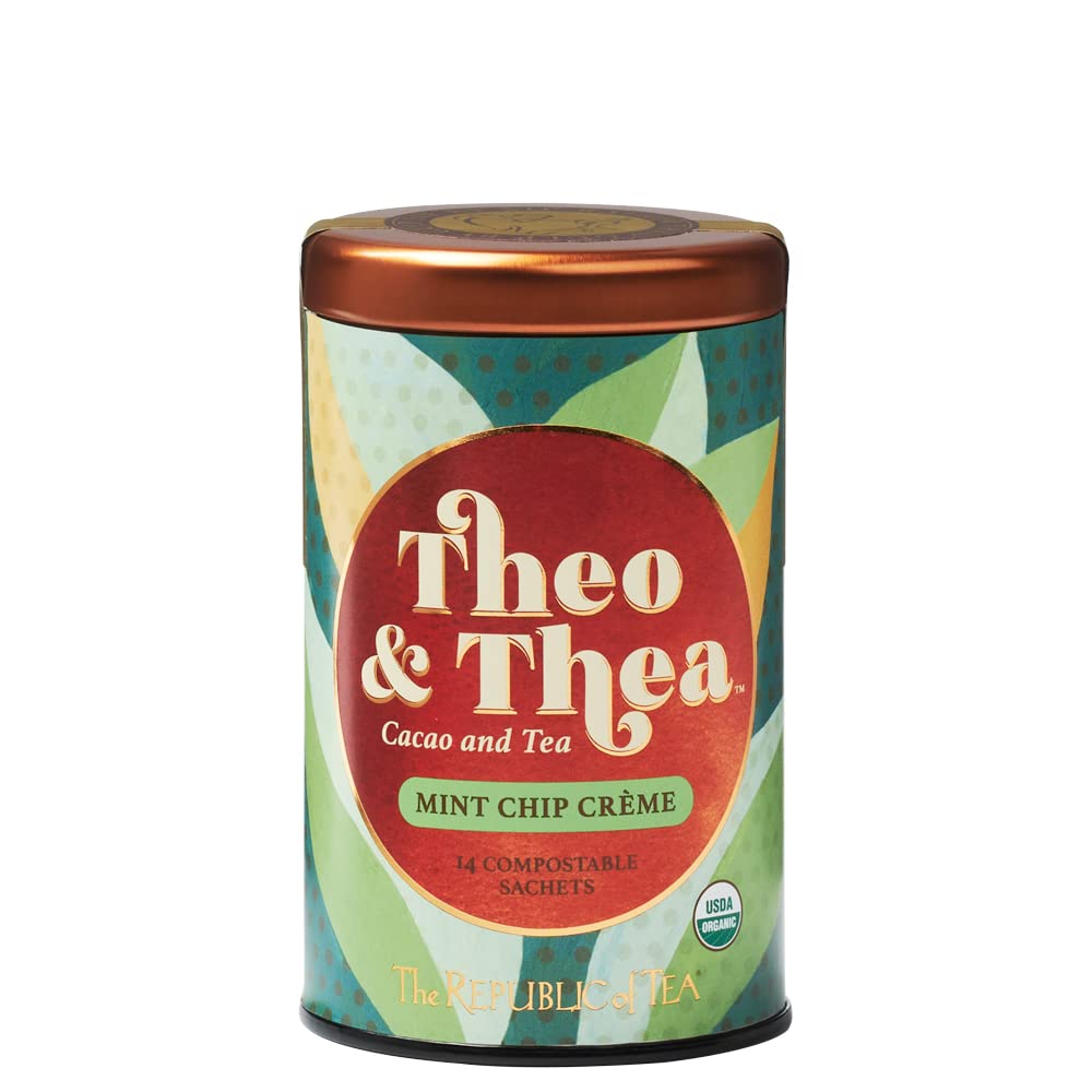 The Republic Of Tea - Theo And Thea Mint Chip Crème Full-Leaf Black Tea, 14 Pyramid Sachets, Low Caffeine