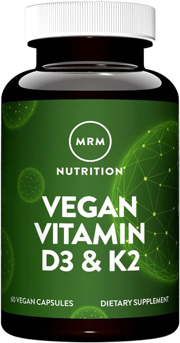 MRM Nuturition Vegan Vitamin D3 & K2 | Bone + Immune Health | Made from lichens | Supports Calcium Absorption | Vegan + Vegetarian Friendly | 60 Servings