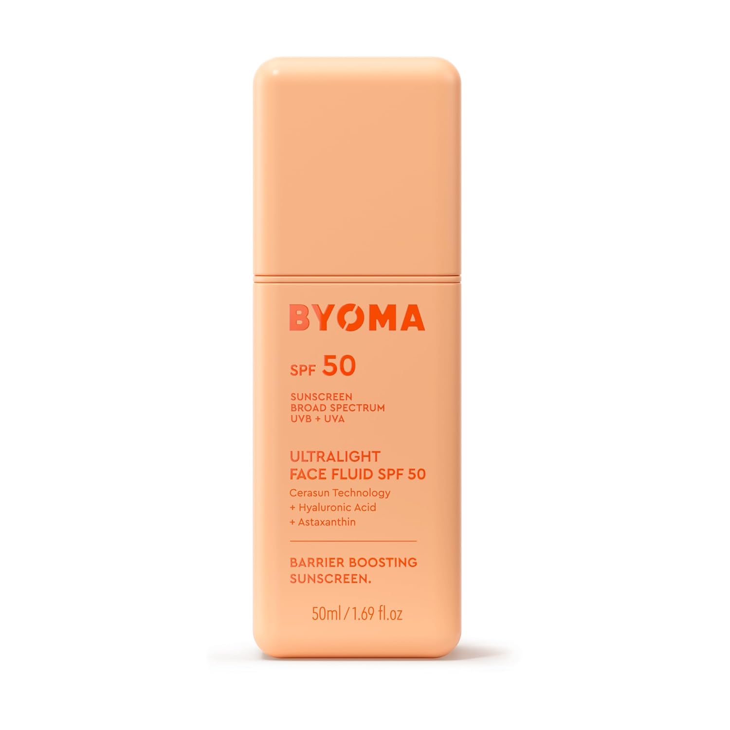 Byoma Spf 50 Face Fluid - Ultra-Lightweight Facial Sunscreen For All Skin Tones - Luminous Glow, No White Cast - Spf Moisturizer Strengthens Skin Barrier - 1.69 Fl.Oz