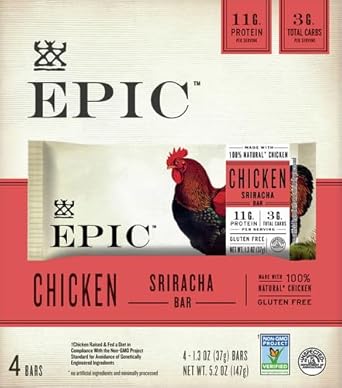 Epic Protein Bars, Chicken Sriracha, Keto And Paleo Friendly, 1.3 Oz, 4 Ct