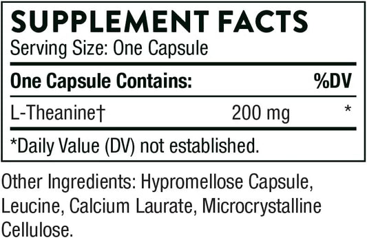 Thorne Theanine - 200Mg Of L-Theanine - Support A Healthy Stress Response, Relaxation, And Focus - Increases Brain Alpha-Wave Production - 90 Capsules