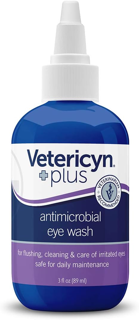 Vetericyn Plus Dog and Cat Eye Wash | Eye Drops for Dogs and Cats to Flush and Soothe Eye Irritations, Dog Tear Stain Cleaner, Safe for All Animals. 3 ounces