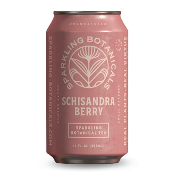 Rishi Tea Schisandra Berry Sparkling Botanicals Sparkling Water - Organic, Unsweetened, Zero Added Sugar, Caffeine Free, Real Plants, Virtus Botanicals - 12 Oz (Pack Of 12)