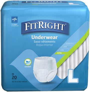 Fitright Extra Protective Incontinence Underwear, Moderate Absorbency, Large, 40 To 56", 20 Count (Pack Of 4)