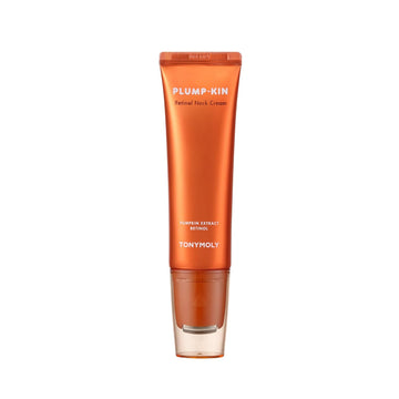 Tonymoly Plump-Kin Retinol Neck Cream, Pumpkin Extract + Retinol, Clinically Proven To Lift And Firm With Stainless Steel Massage Roller 1.69 Fl Oz