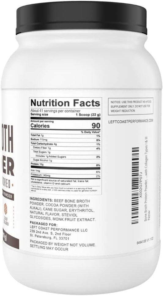 16Oz Vanilla Bone Broth Protein Powder From Grass Fed Beef - Non-Gmo Ingredients, Gut-Friendly, Low Carb Dairy Free Protein Powder - Natural Collagen Source For Joint Support - Keto Friendly