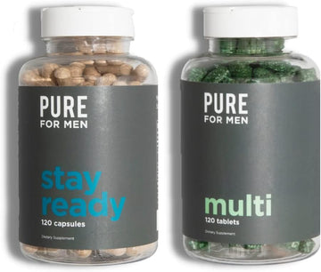 Pure For Men Original Vegan Cleanliness Fiber Supplement, 120 Capsules And Vegan Multivitamin, 120 Capsules