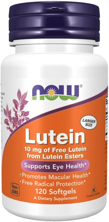 Now Foods Supplements, Lutein 10 Mg With 10 Mg Of Free Lutein From Lutein Esters, 120 Softgels