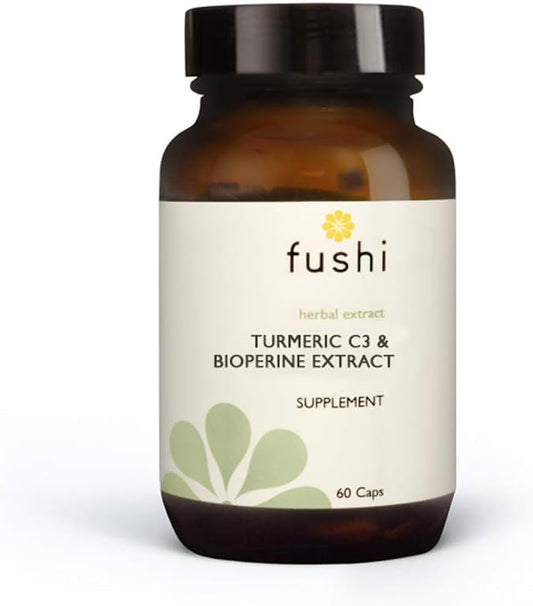 Fushi Turmeric C3 & BioPerine Extract High Strength, 60 Caps | 500 mg High Strength | Fresh-Ground | Min 95% Curcuminoids |Wholefood | Ethical & Vegan Society Approved | Manufactured in the UK : Amazon.co.uk: Health & Personal Care