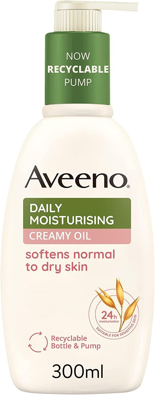 Aveeno Daily Moisturising Creamy Oil (1 X 300Ml), Moisturiser With Nourishing Oat And Sweet Almond Oil, Softens And Smoothes Skin, Non-Greasy And Veganbody Cream Suitable For Sensitive Skin