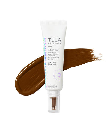 Tula Skin Care Radiant Skin Brightening Serum Skin Tint Spf-Facial Sunscreen Provides Broad Spectrum Spf 30 Protection, Tinted, Serum-Light Formula Brightens And Evens Skin-Shade 28, 1.0 Fl Oz