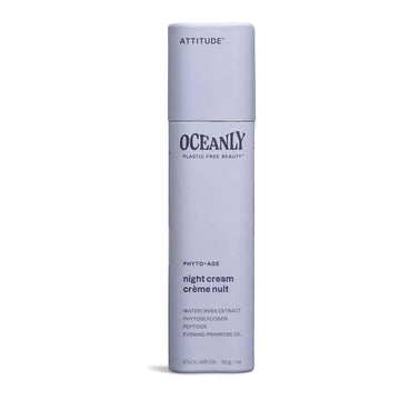 ATTITUDE Oceanly Night Cream Bar, EWG Verified, Plastic-free, Plant and Mineral-Based Ingredients, Vegan and Cruelty-free Face Moisturizing Products, PHYTO AGE, Unscented, 1 Ounce