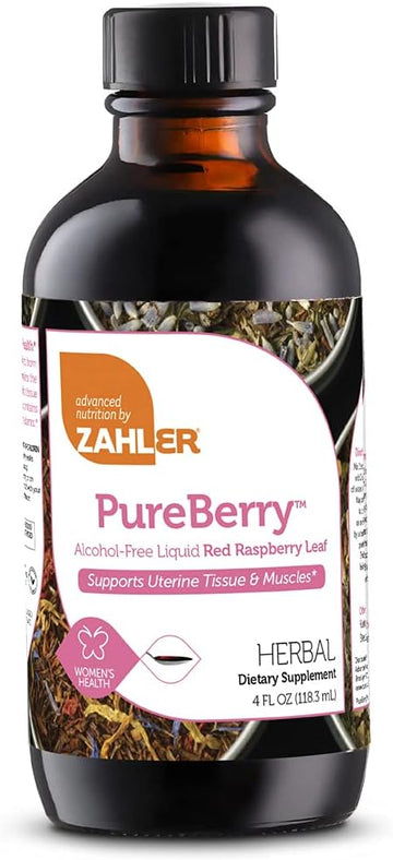 Zahler Pureberry, Liquid Red Raspberry Leaf Supplement Which Strengthens Uterine Tissue And Muscles, All Natural Liquid Formula That Promotes Uterine Health, Certified Kosher, 4Oz