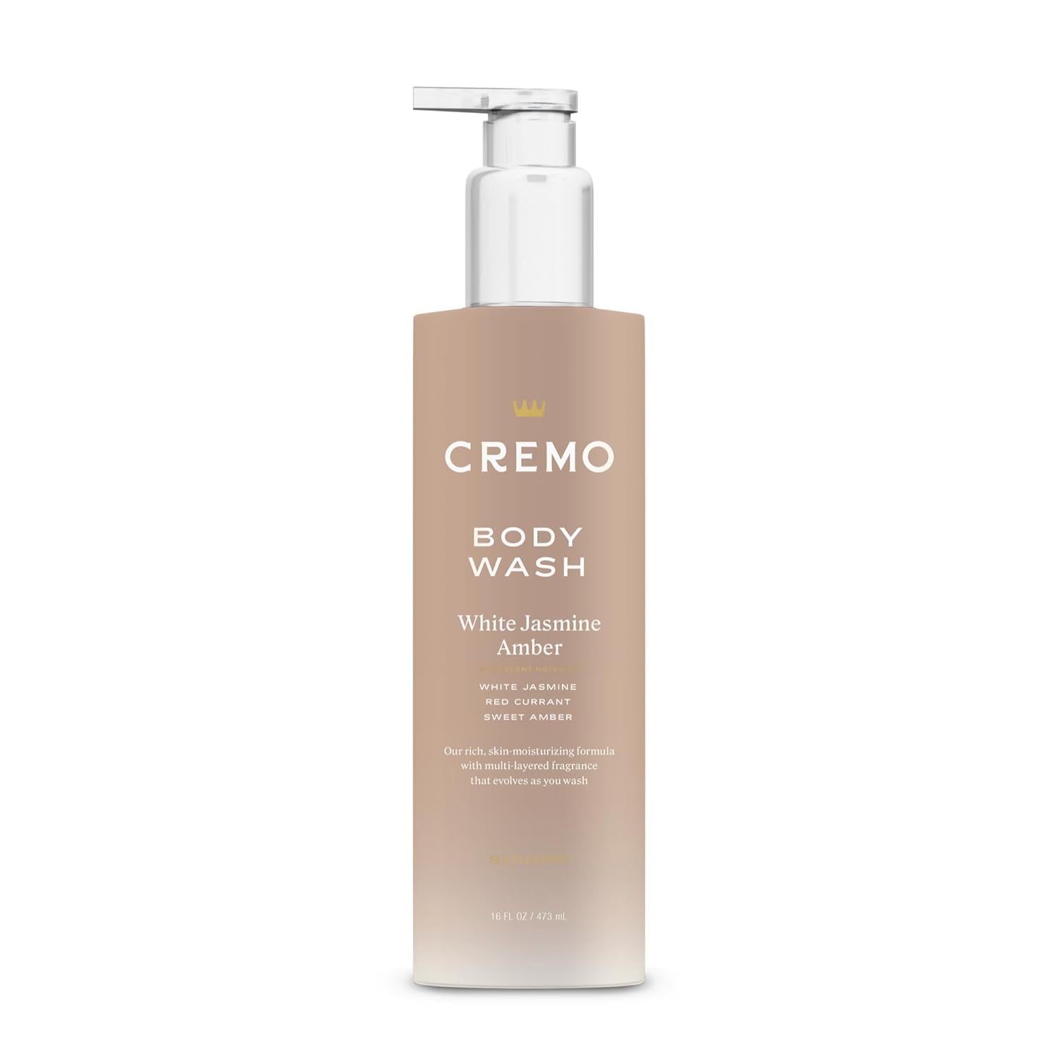 Cremo Skin Moisturizing White Jasmine Amber Women'S Body Wash, Notes Of White Jasmine, Red Currant, And Sweet Amber, 16 Fl Oz