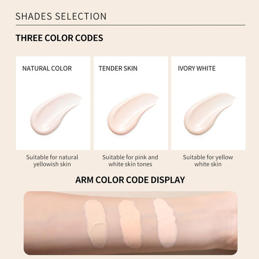 Lamuseland Full Coverage Foundation, 3 Shades Matte Oil Control Moisturizing Buildable Liquid Foundation Concealer Face Makeup For All Skin (Natural, M)
