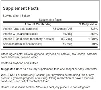 Swanson Vitamins A C E & Selenium (Aces) - Promotes Cellular Health & Immune Support - Supports Natural Defensive Nourishment - (60 Softgels)