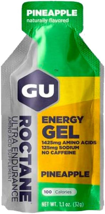 Gu Energy Roctane Ultra Endurance Energy Gel, Vegan, Gluten-Free, Kosher, And Dairy-Free On-The-Go Sports Nutrition For Running, Biking, Hiking Or Skiing, 24-Count, Pineapple