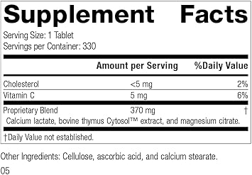 Standard Process Thymex - Whole Food Cholesterol, Thymus Supplement And Immune Support Supplement With Vitamin C, Magnesium Citrate, And Calcium Lactate - Gluten Free - 330 Tablets