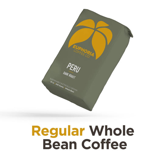 Euphoria Coffee Co. Peru Whole Bean Coffee - Dark Roast | 12Oz Bag (1 Pack)